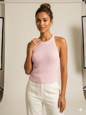 Forever 21 Pale Pink Ribbed Halter Tank